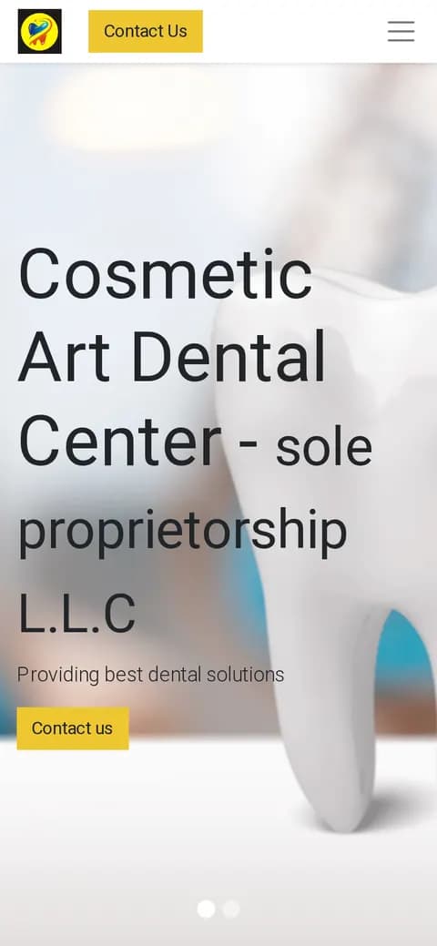 Cosmetic Art Dental Center website on a phone