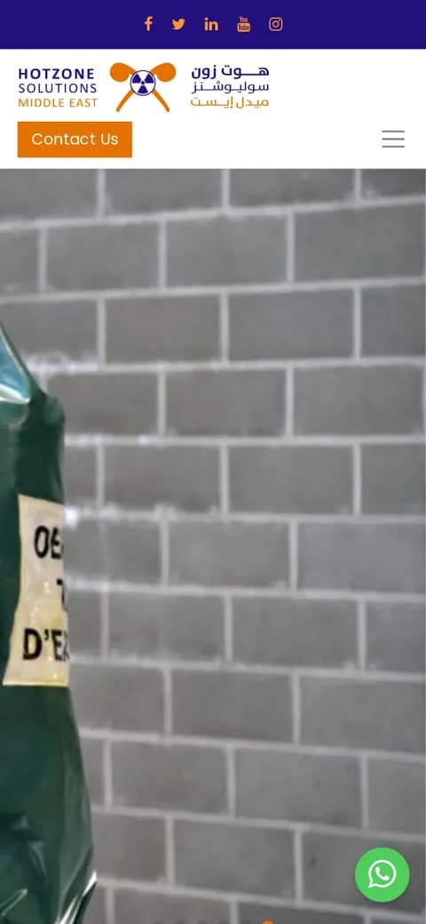 Hotzone Solutions Middle East website on a phone