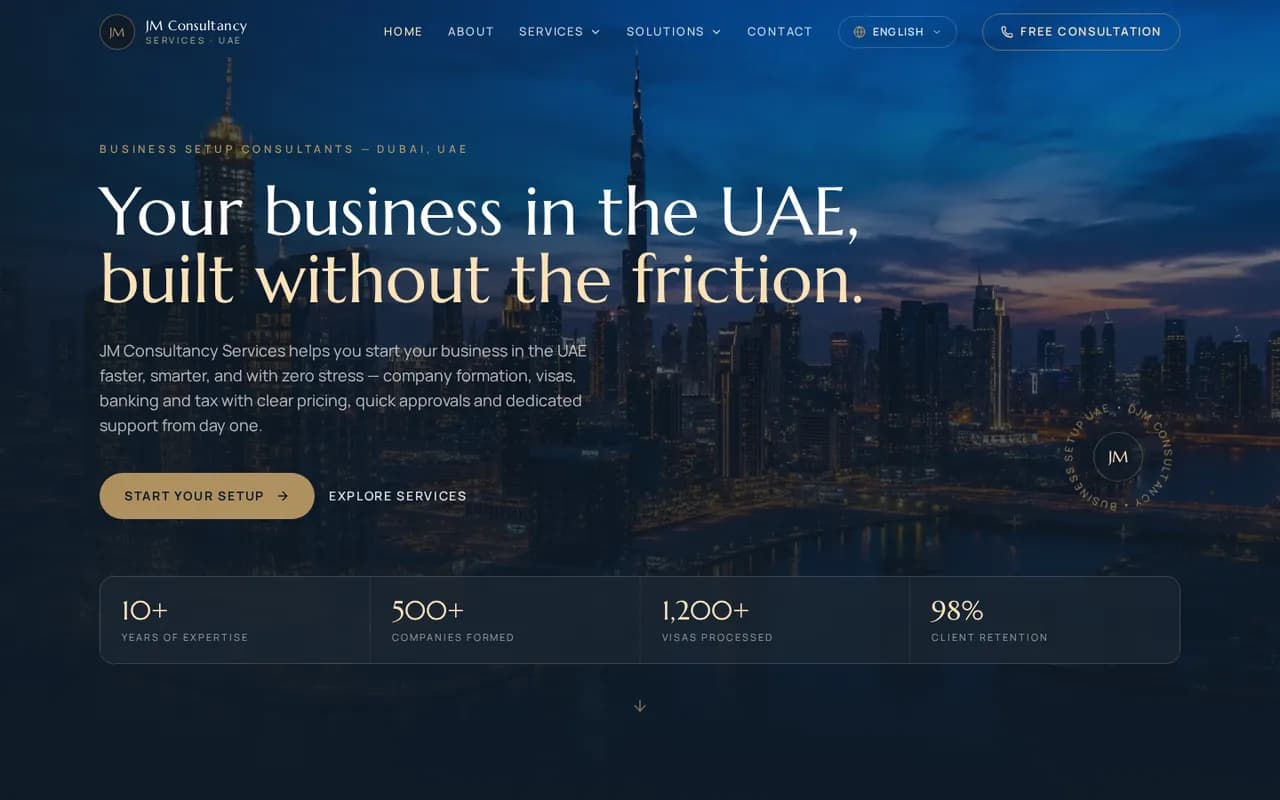 JM Consultancy Services website homepage