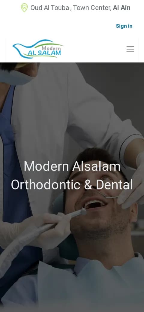 Modern Al Salam Orthodontic & Dental website on a phone