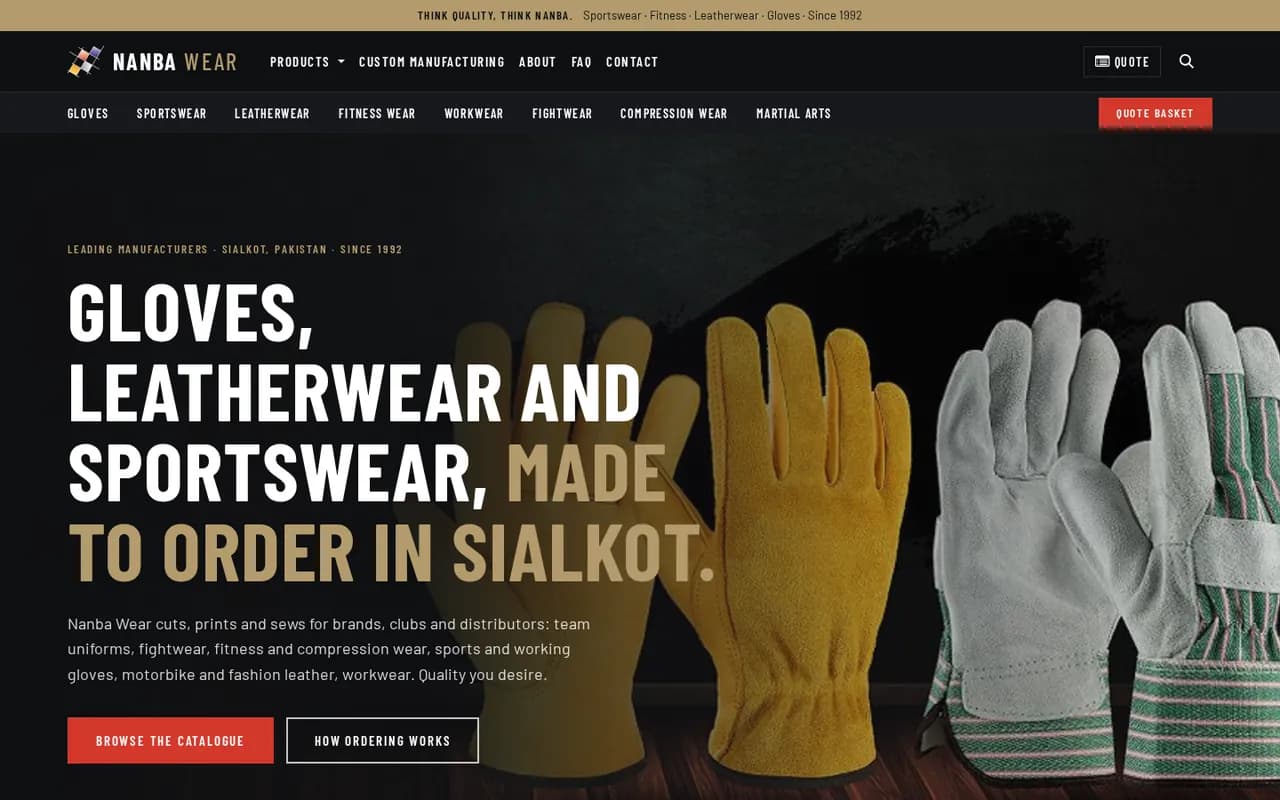 Nanba Wear website homepage