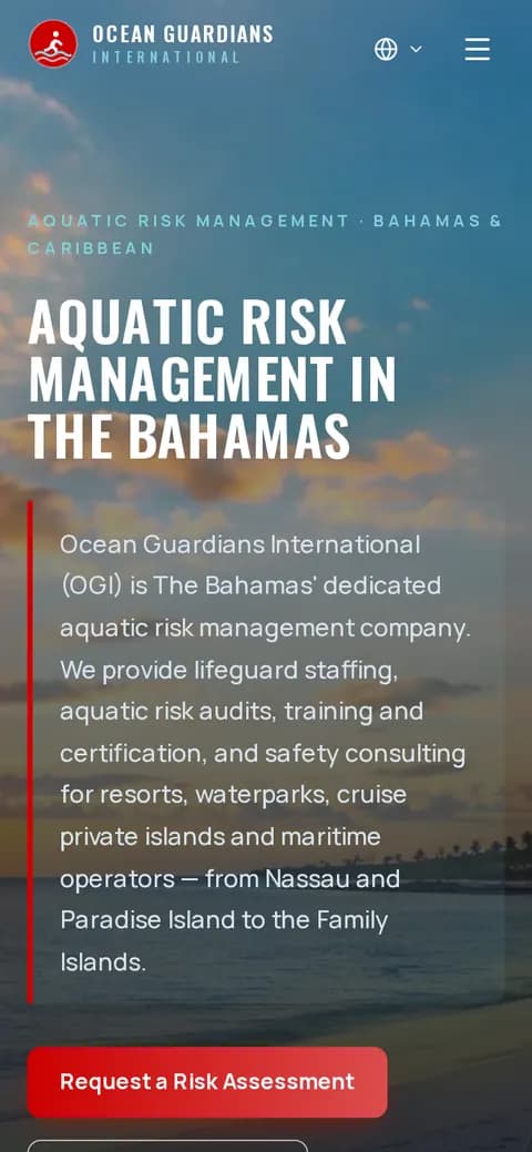 Ocean Guardians International website on a phone