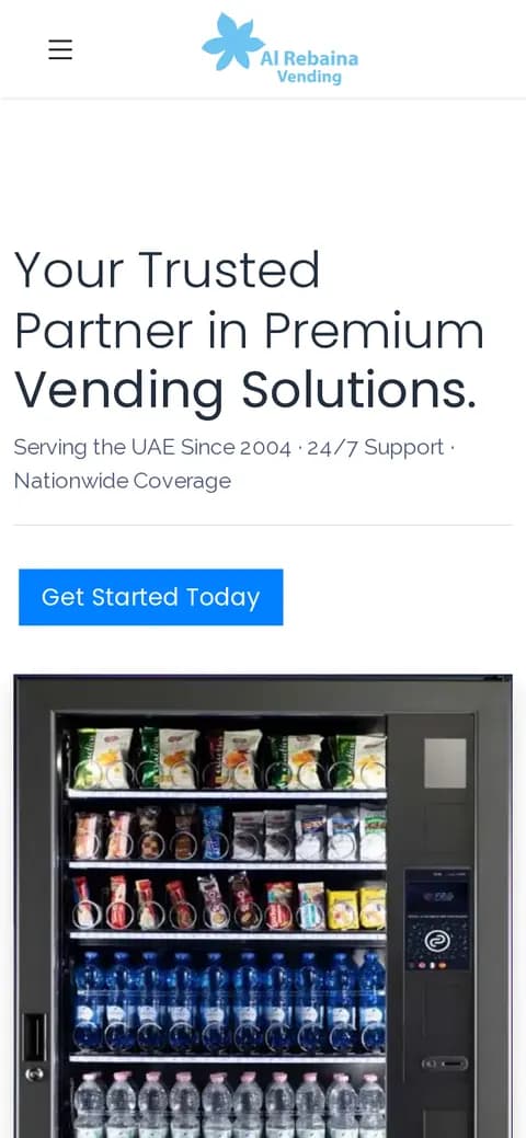 Al Rebaina Vending website on a phone