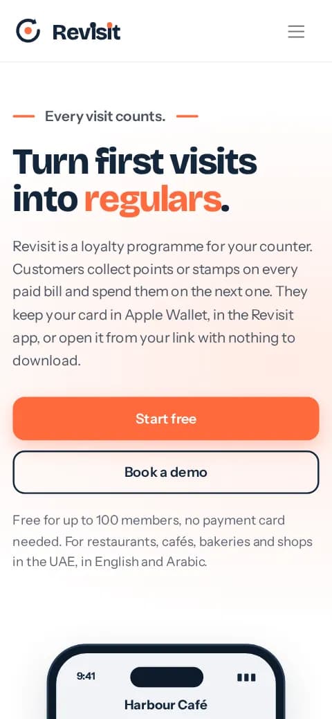 Revisit website on a phone