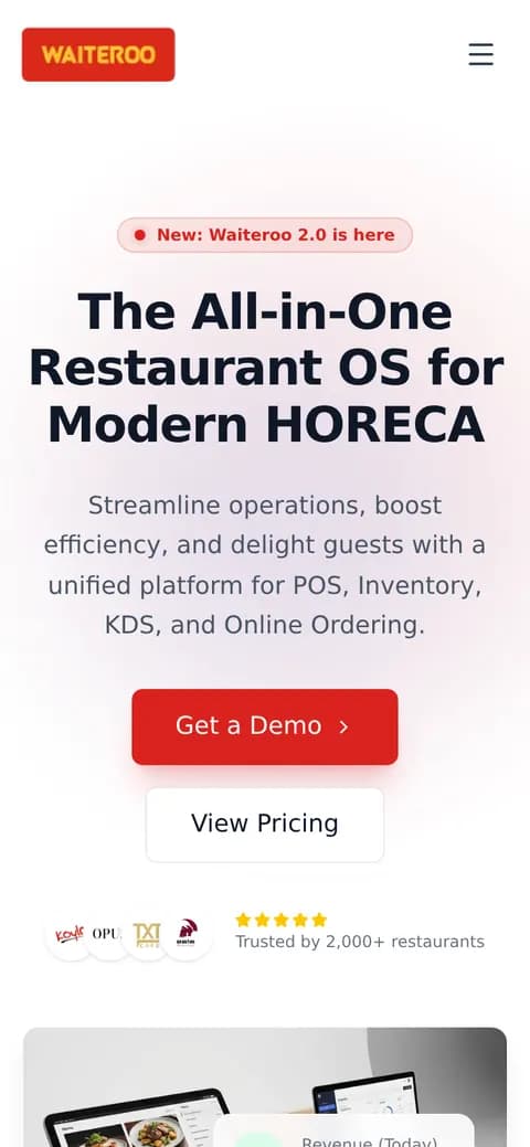 Waiteroo website on a phone