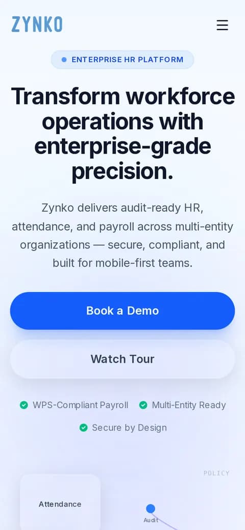 Zynko website on a phone